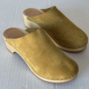 BRYR Classic Worker Clogs Wooden Leather Sz 9 39 Boho Cottagecore Hippie Whimsy